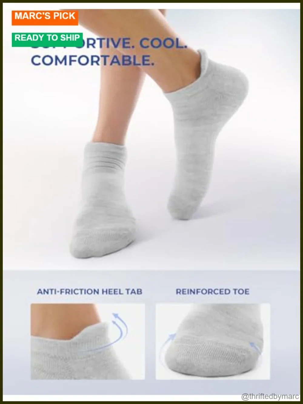 6 Pack Athletic Running Ankle Socks, Cotton Low Cut Cushioned Anti-Blister Tab